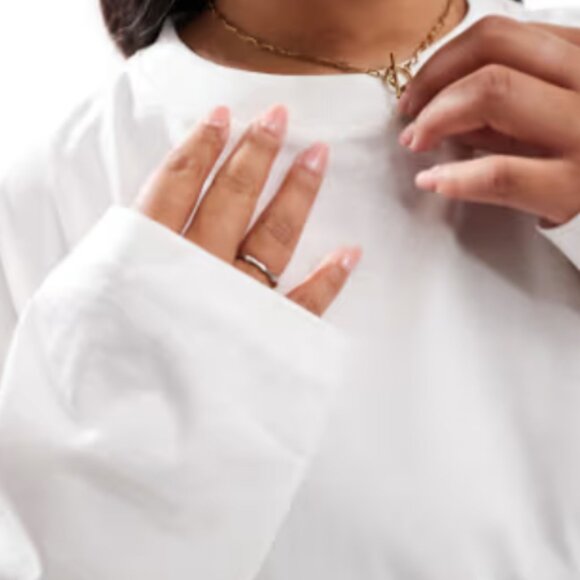 ASOS DESIGN Curve long sleeve skater in cream - Picture 3 of 3